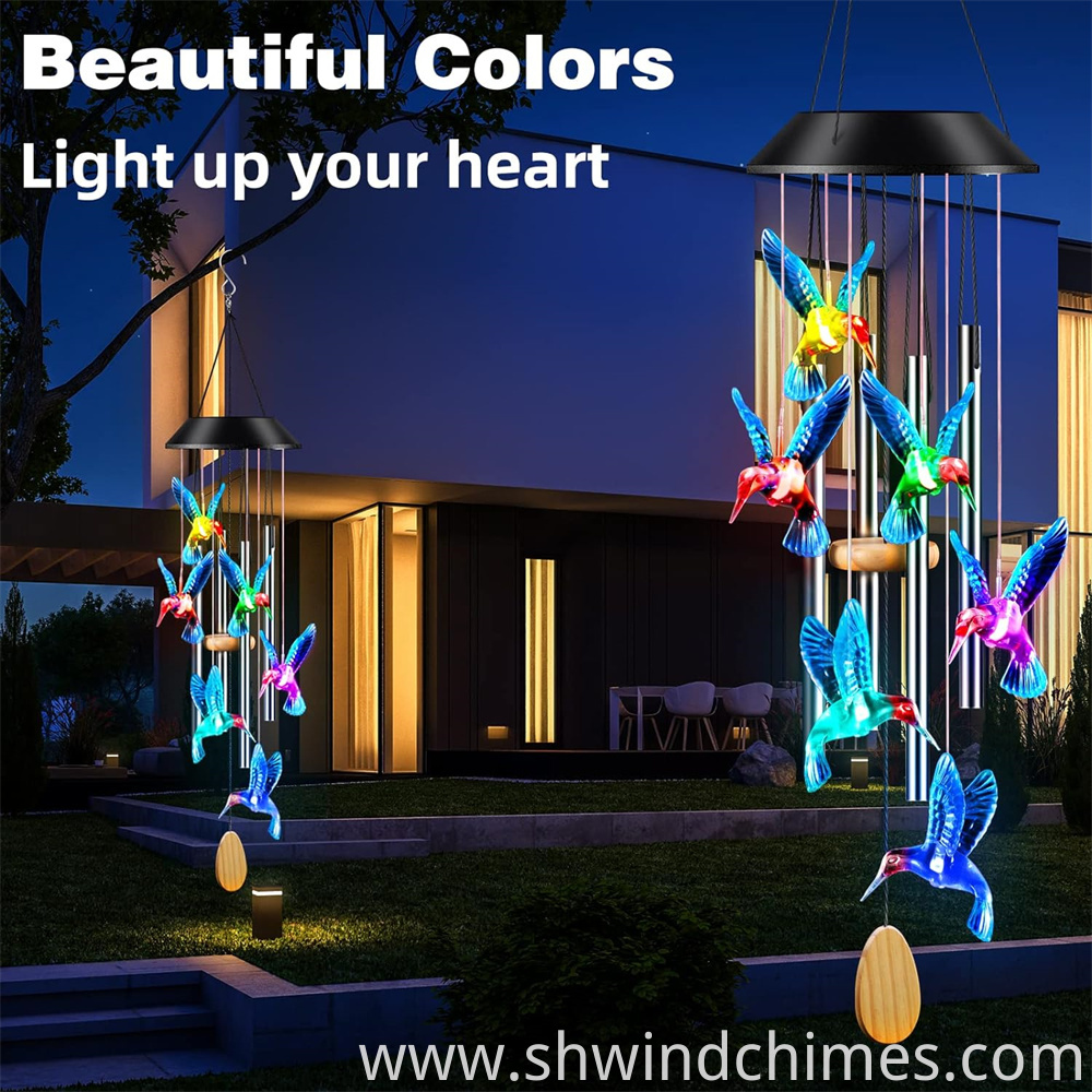 solar hummingbird wind chimes